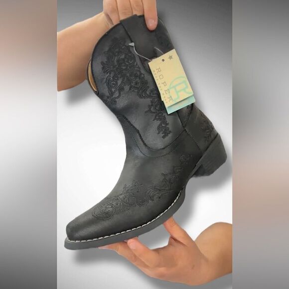 ROPER Riley Scroll Embroidered Womens Snip Toe Western Boots Size 9.5 EU 40.5 - Picture 9 of 13